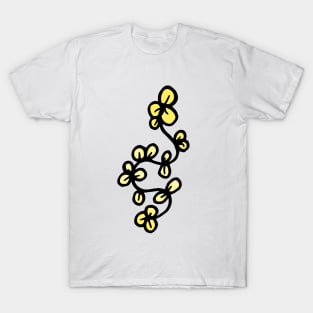 Abstract Yellow Flower Line Art T-Shirt